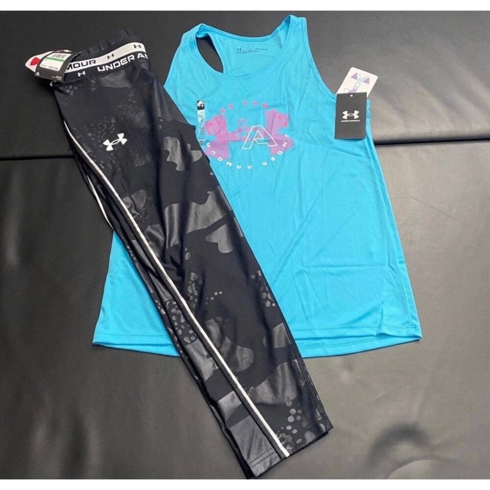 NWT Under Armour Leggings & Tank Set Girls Youth Size Large